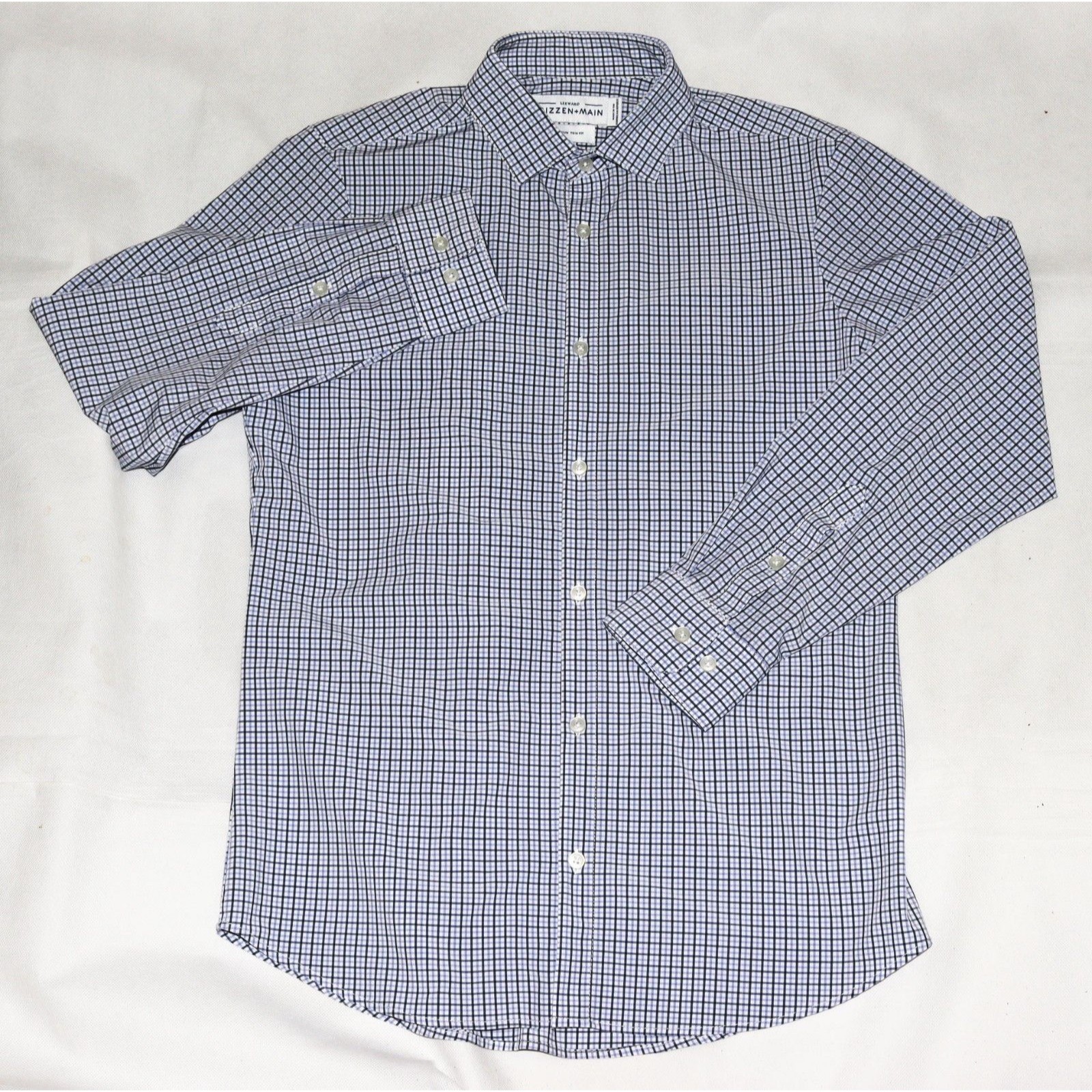 Mizzen + Main Leeward Trim Fit Men's Long Sleeve Button Front Shirt Size Medium
